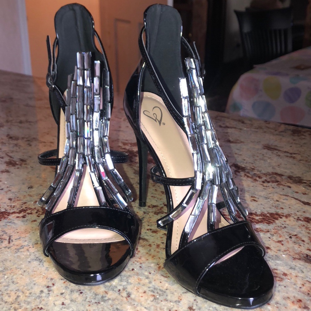 Black sparkly starburst gemstone heels Windsor